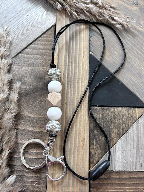White Boho Aztec Lanyard