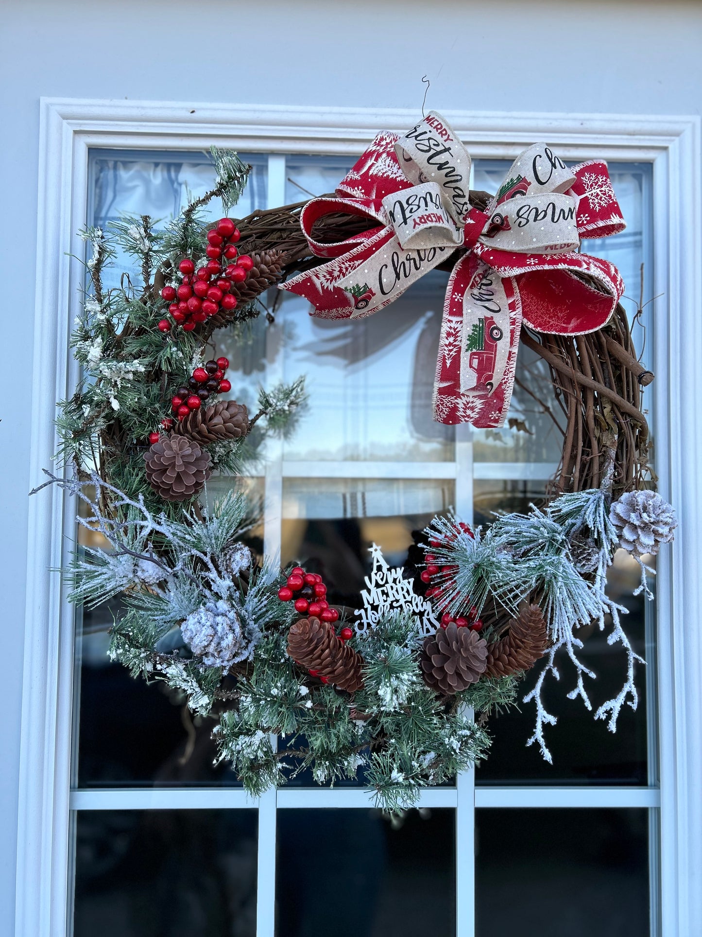Cozy Red Christmas Wreath